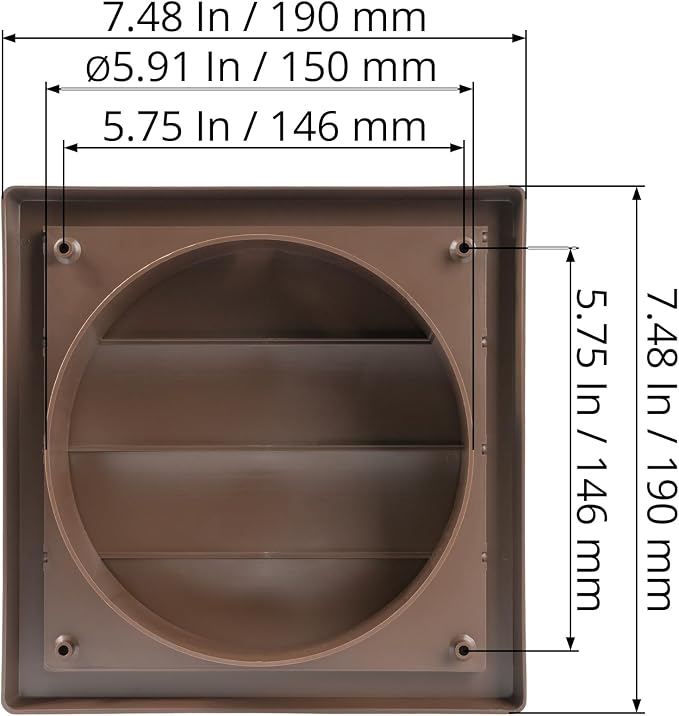 Plastic 6" Black Dryer Vent Cover - Image 2