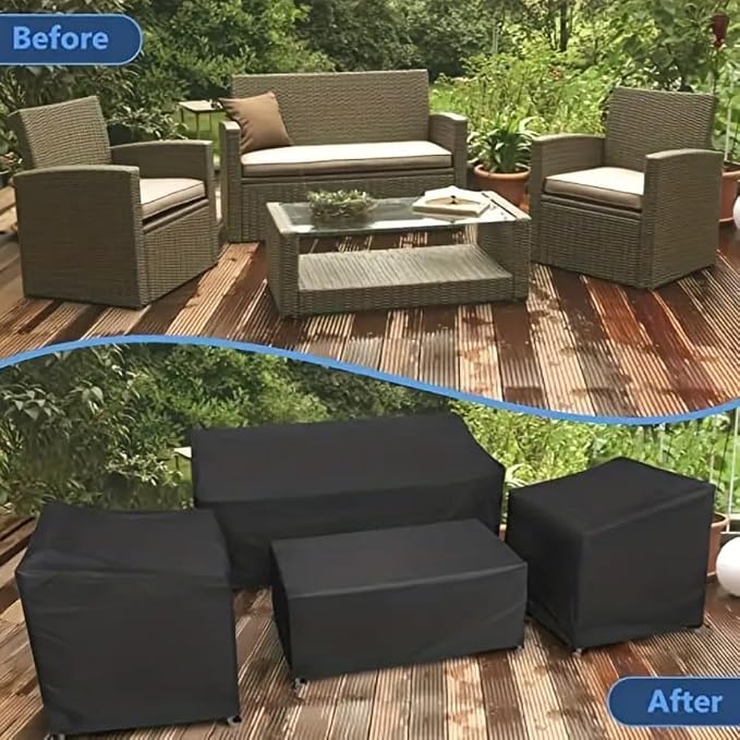 4-Piece Outdoor Furniture Covers, 420D Waterproof Windproof Set - Image 9