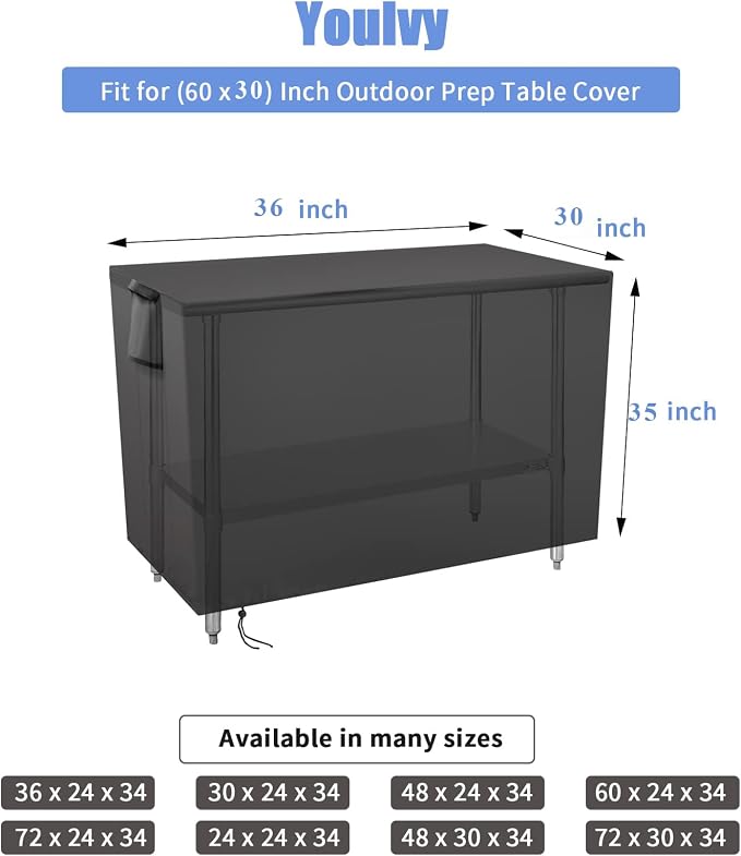 Outdoor Prep Table Cover 36 Inch, Waterproof Patio Stainless Steel Metal BBQ - Image 3