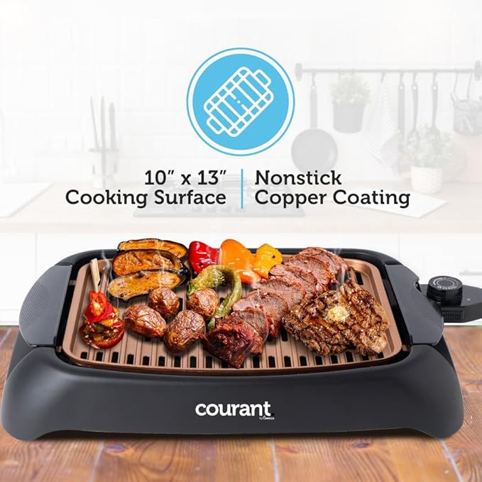 Courant smokeless indoor Electric grill, Copper Non-stick Coating Extra Large - Image 3