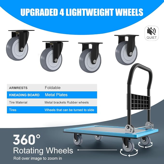 WUD Push Cart, Folding Mobile Platform Trolley, Thickened and Reinforced - Image 3