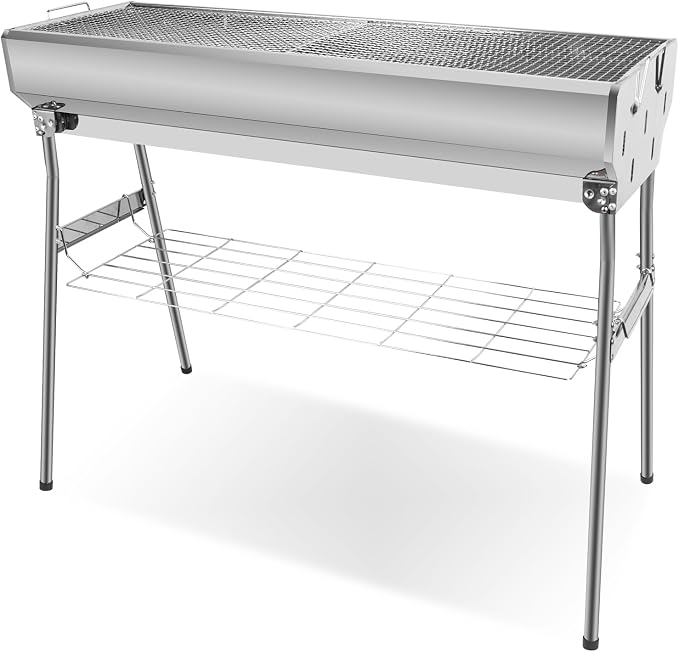 Portable Charcoal Grill, Foldable Stainless Steel Grill by Guogiyala