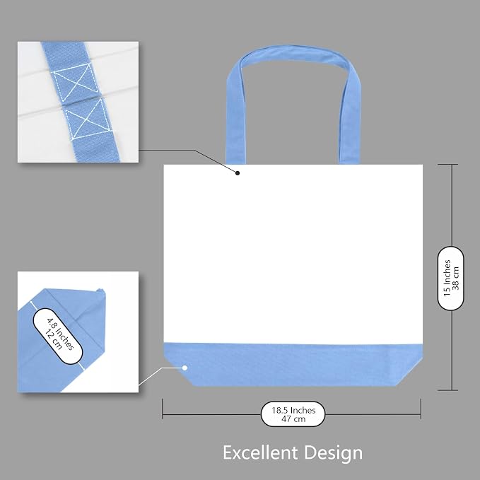 TOPDesign 3-Pack Super Strong Large 12oz Cotton Canvas Tote Bags, Reusable - Image 3