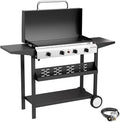 4 Burner Propane Griddle with Lid, 30 Inch Stainless Steel Portable Detachable by ADREAK