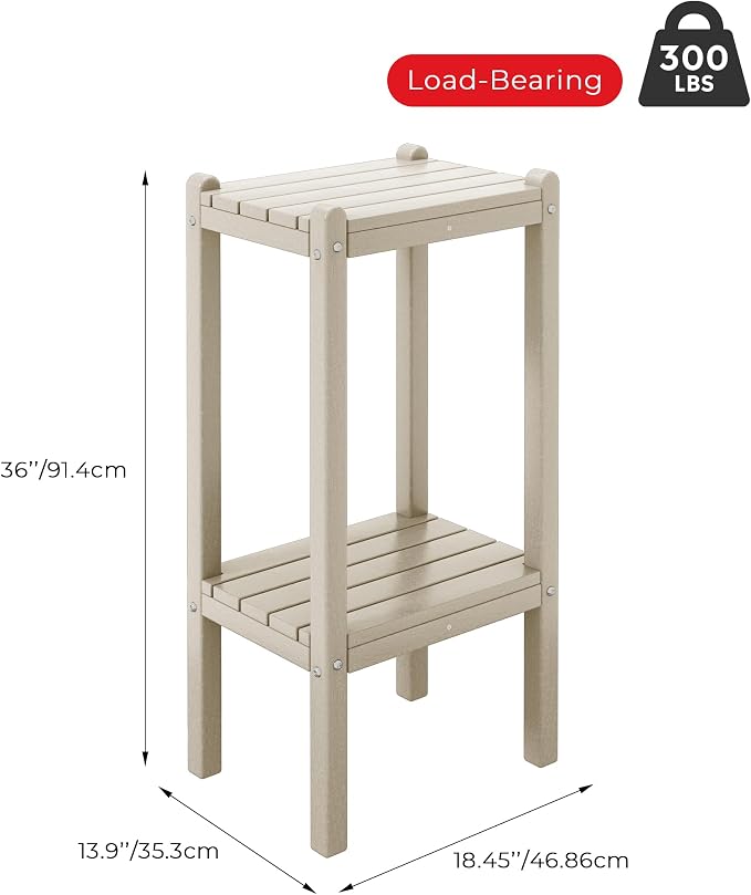 Costaelm Paradise 36"" Outdoor Adirondack HDPE 2-Tier Patio Side Table - Image 3