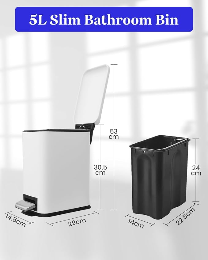 JM.YIPENG Bathroom Rubbish Bin, 5 Litre Cosmetic Bin, Small Waste Bin - Image 9