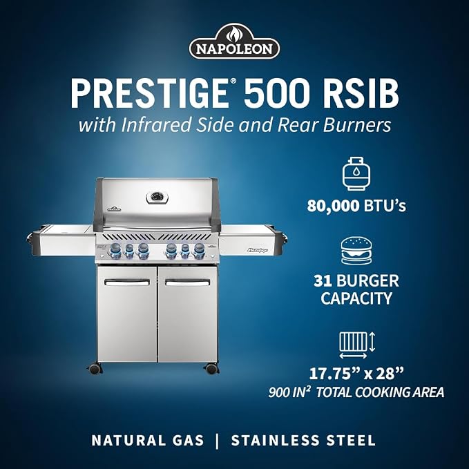Napoleon P500RSIBNSS-3 Prestige 500 RSIB Natural Gas Grill, sq. in + Infrared - Image 4