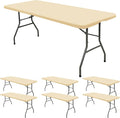 6 Pack Stretch Fabric Table Top Cap Cover, fits 8' Tables, Spandex Table Covers by REWOMC