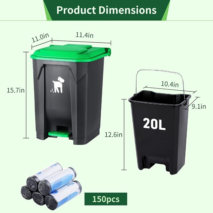 Dog Poop Trash Can Outside, 20L Pet Waste Container - Image 5
