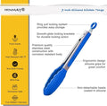 Grilling Tongs 3-Pack, 9-Inch Stainless Steel with Blue Silicone Tips