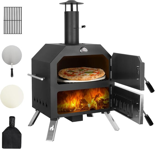 12’’ Outdoor Pizza Oven Wood Fired Pizza Oven Portable Patio Ovens Included by PolarAurora