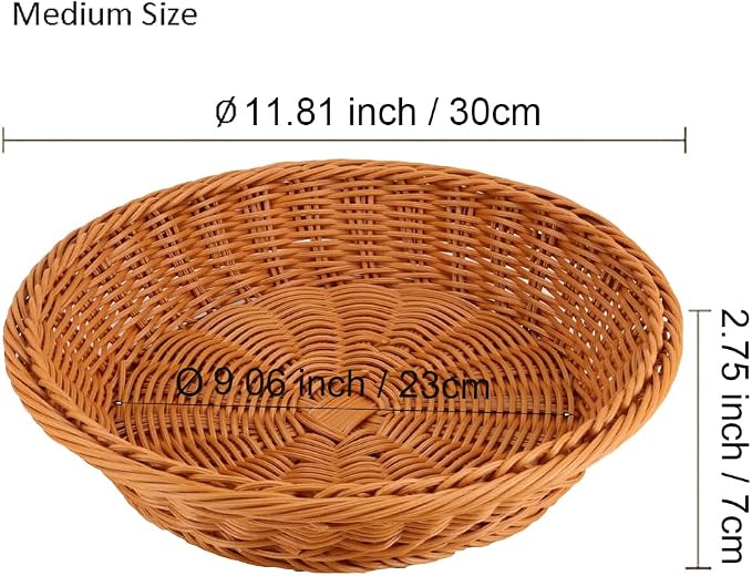 RT&BS 2pcs Round Wicker Bread Basket, Christmas Food Baskets, Eco-Friendly - Image 2
