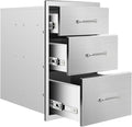 Outdoor Kitchen Drawers 14" W x 21" H x 23" D Flush Mount Triple BBQ Drawers by SGOLAN