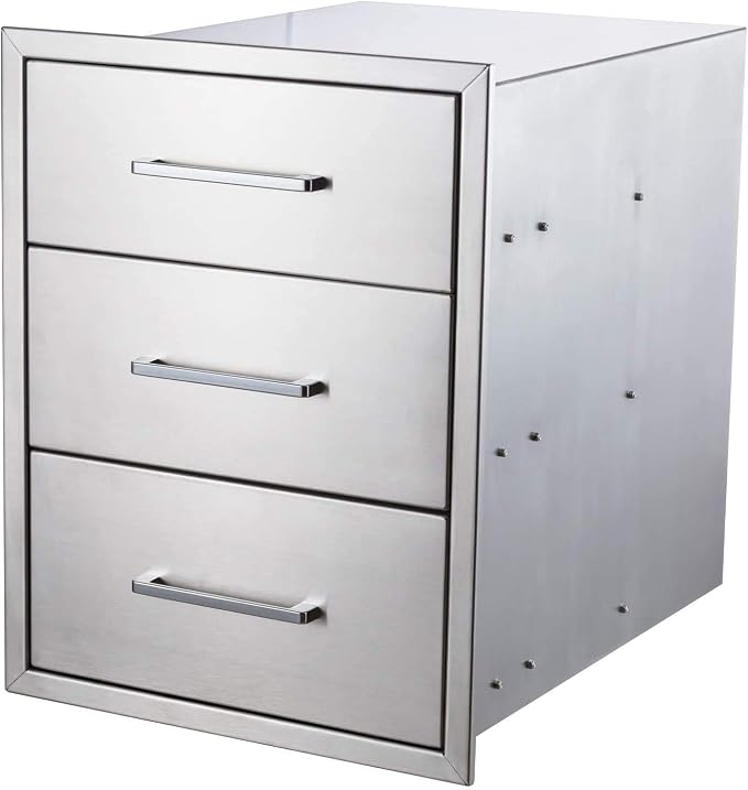 yuxiangBBQ Outdoor Kitchen Drawers Stainless Steel 3-Drawer BBQ Drawer 18" W x - Image 4