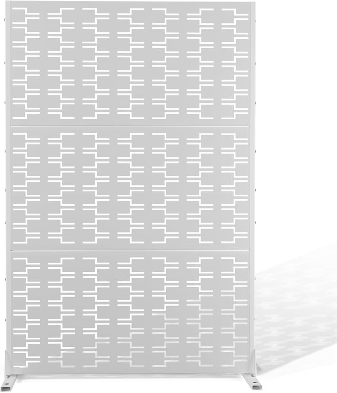 Metal Privacy Screen Outdoor 72" H×47" W, Freestanding Decorative Privacy Screen by Unknown