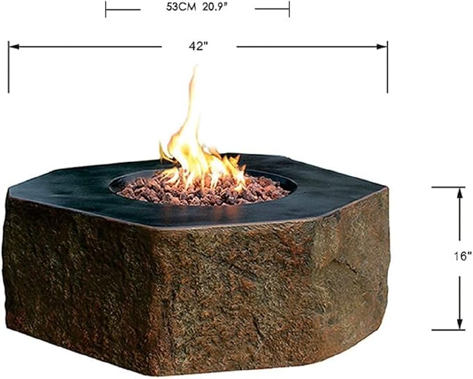 Elementi | Bundle Columbia Gas Fire Pit Cast Concrete Semi-Round Fire Table - Image 2