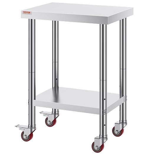 Mophorn 24x18x34 Inch Stainless Steel Work Table 3-Stage Adjustable Shelf - Image 9