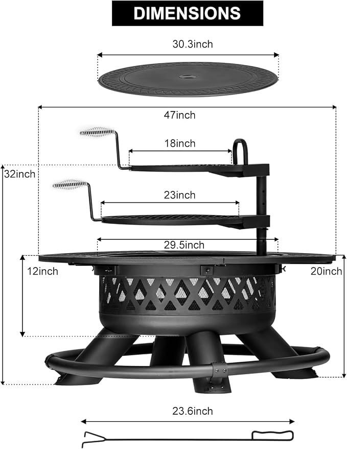 47 Inch Outdoor Wood Burning Fire Pit - Image 8