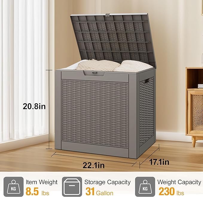 32 * 2 Gallon Outdoor storage deck Box Waterproof ，garden tool, backyard cushion - Image 3