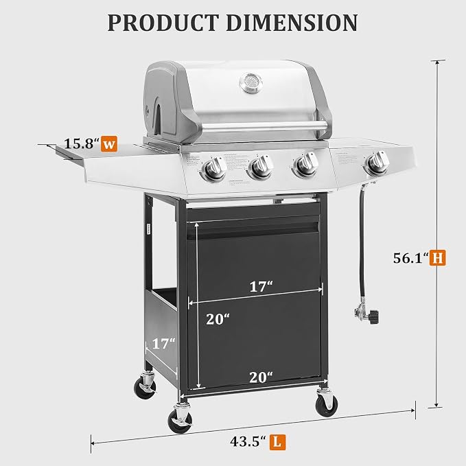 Unovivy 3-Burner Propane Gas BBQ Grill - Image 7