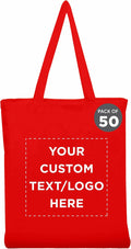 DISCOUNT PROMOS Custom Cotton Canvas Tote Bags Set of 50, Personalized Bulk Pack by DISCOUNTPROMOS