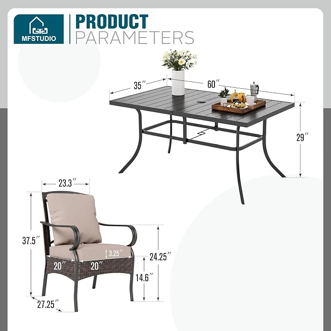 MFSTUDIO 7 Piece Outdoor Patio Dining Set - Image 9