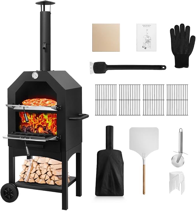 EDOSTORY Outdoor Pizza Oven, Wood Fired - Image 7