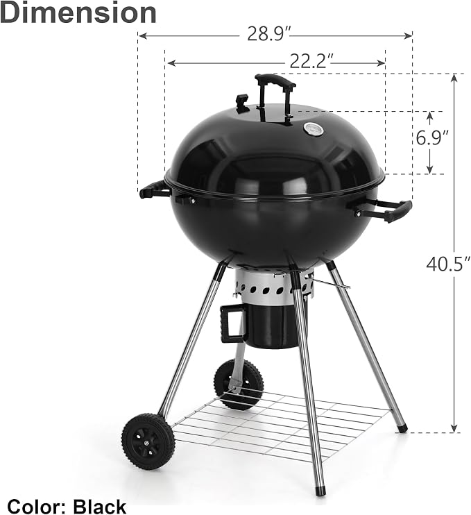 GREEN PARTY 22 inch Kettle Charcoal BBQ Grill - Image 9