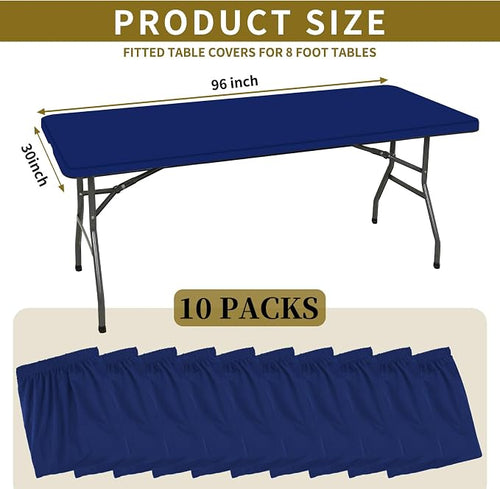 10 Pack Stretch Fabric Table Top Cap Cover, fits 8' Tables, Spandex Table - Image 2