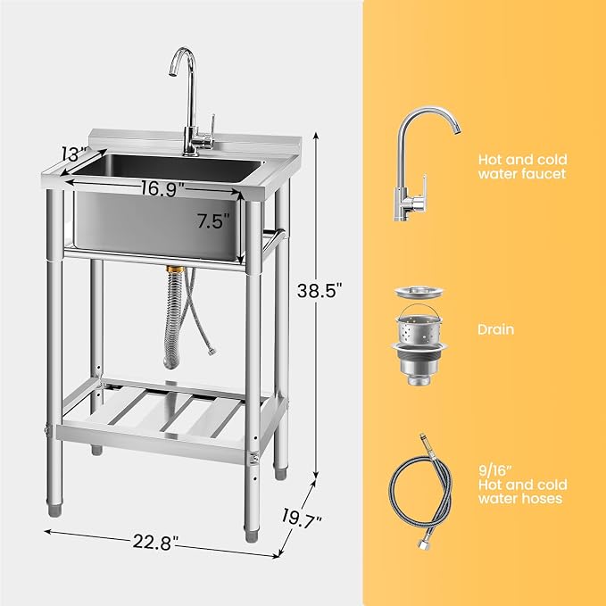 Stainless Steel Utility Sink, Indoor and Outdoor - Image 7
