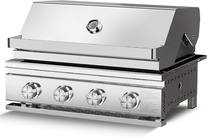 Premium Built In 4 Burner Propane Gas Grill, ALL-Thickened 304 Stainless Steel by Electactic