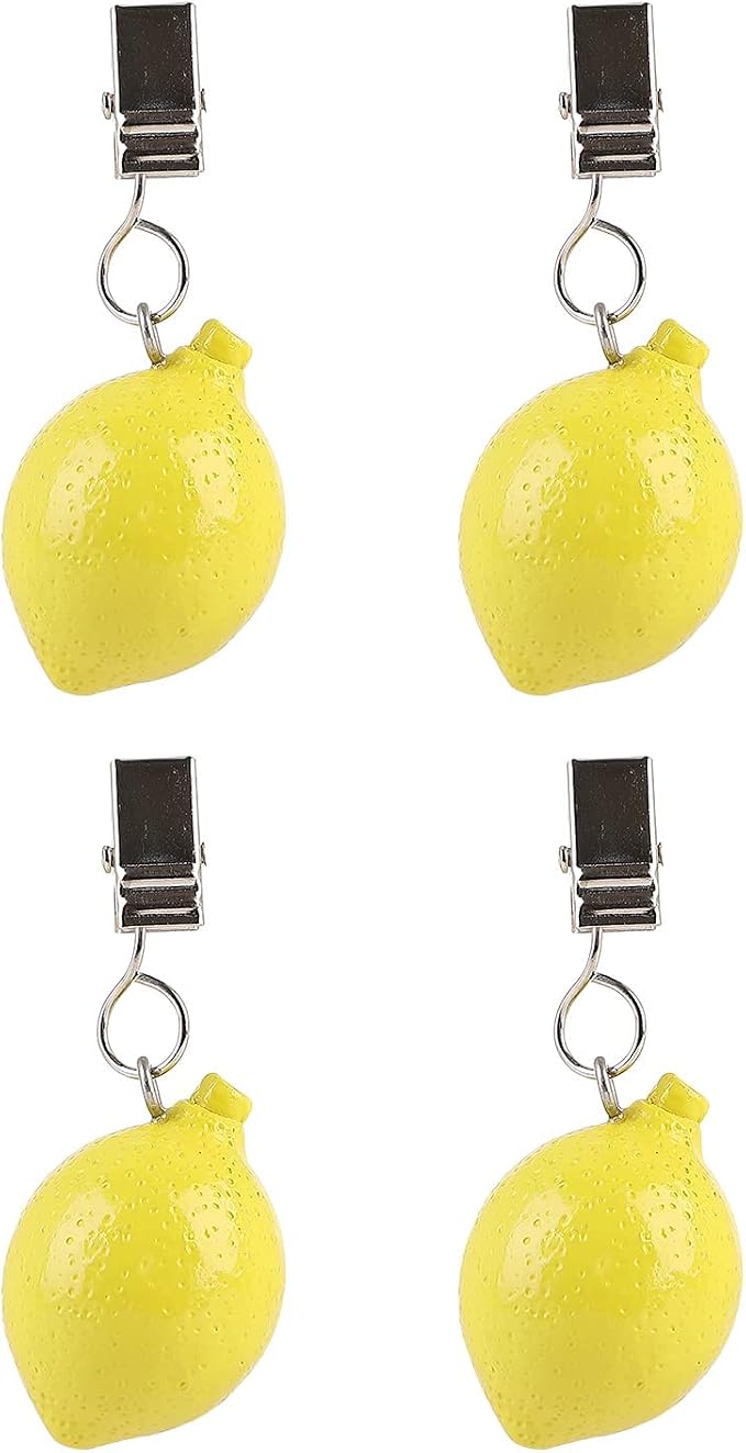 TwoFish Home Set of 4 Lemon Resin Tablecloth Weights Clips Handicraft Lemon by TwoFishHomeFashionLLC