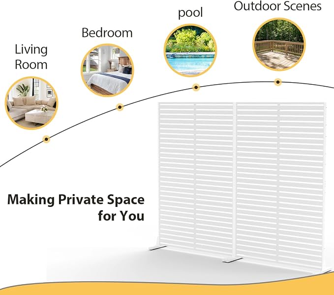 Privacy Fence Screen with Stand 6 Panel 72" H×47" W HDPE Decorative Panels with - Image 7