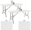 Fivenl 2 Pack 6 FT Folding Tables White Foldable Table, Fold-in-Half by Fivenl