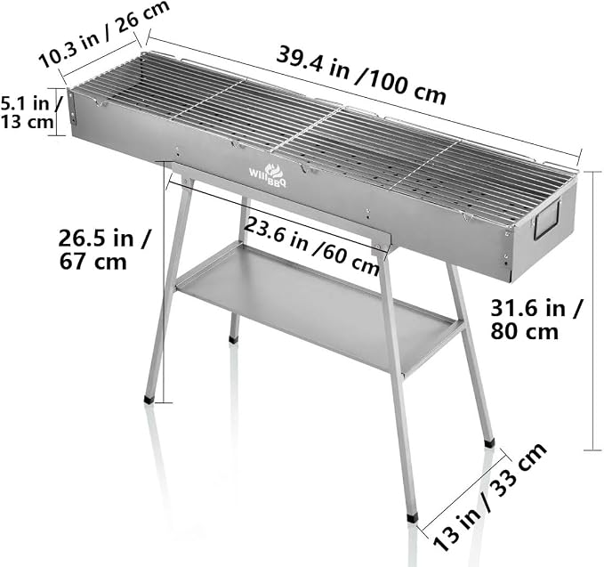 WILLBBQ Charcoal Grills Commercial Quality Portable Hibachi BBQ Lamb Skewer - Image 3