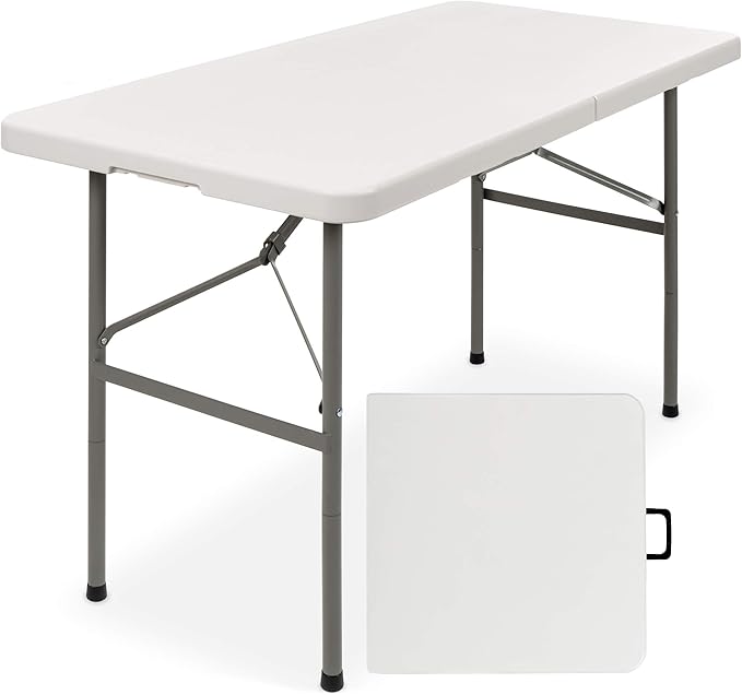 Best Choice Products 4ft Plastic Folding Table, Indoor Outdoor Heavy Duty by BestChoiceProducts