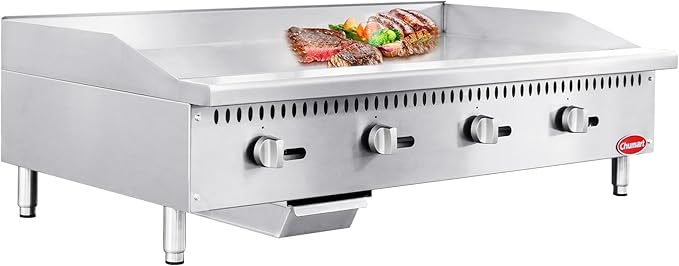 48" Commercial Countertop Griddle, 4 Burners Gas Griddle, 120000 BTU Output by Chumart