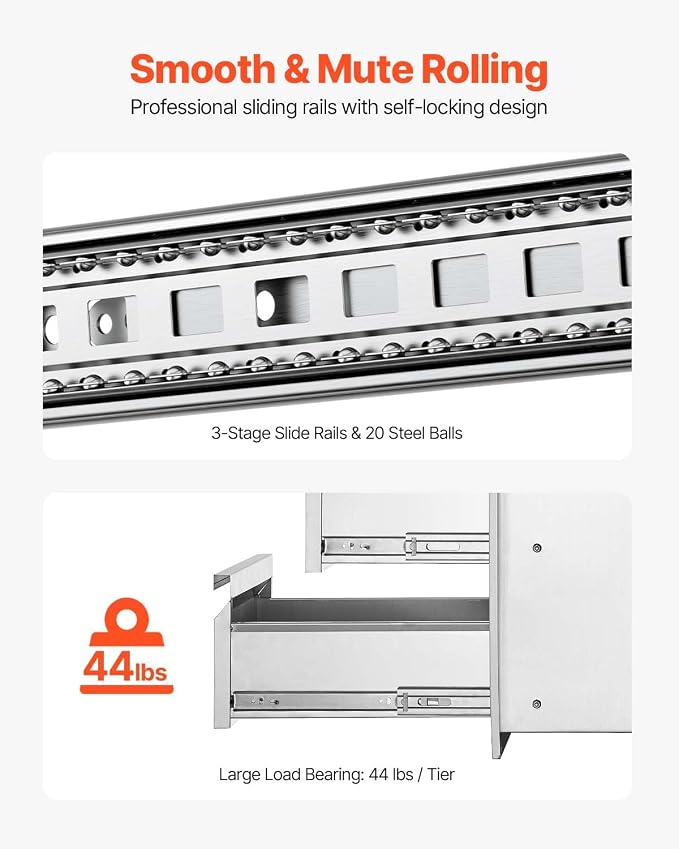 VEVOR Outdoor Kitchen Drawers 14.7" W x 25.4" H x 18.7" D, Box Frame Style - Image 7