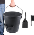 Ash Bucket with Lid and Shovel Hand Broom, 5.15 Gallon Large Galvanized Iron by GameXcel
