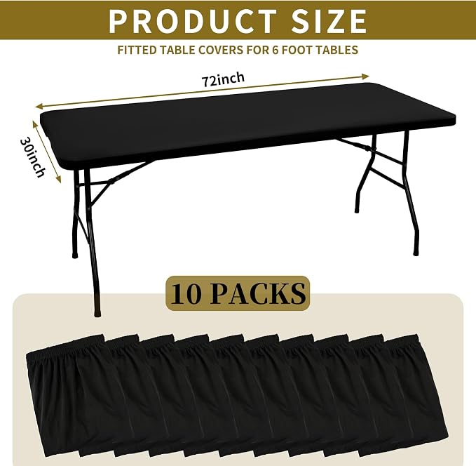 10 Pack Stretch Fabric Table Top Cap Cover, fits 6' Tables, Spandex Table - Image 2