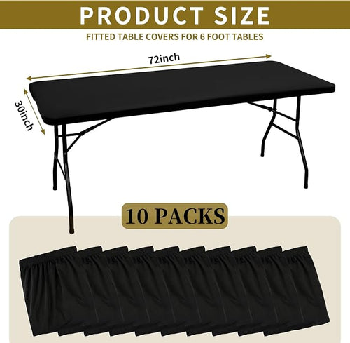 10 Pack Stretch Fabric Table Top Cap Cover, fits 6' Tables, Spandex Table - Image 2