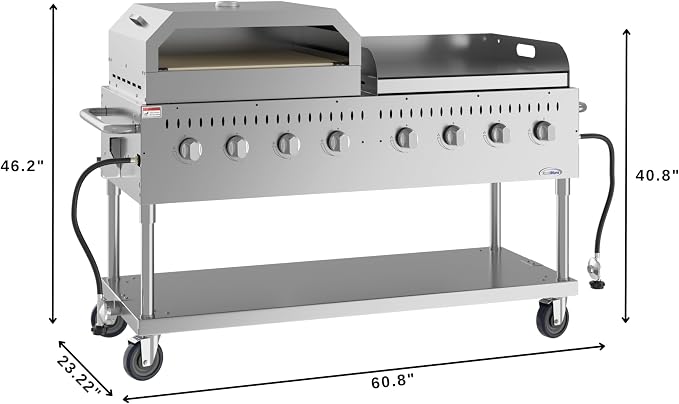 KoolMore 60 in. 8-Burner Commercial Outdoor Propane Gas BBQ Grill - Image 3