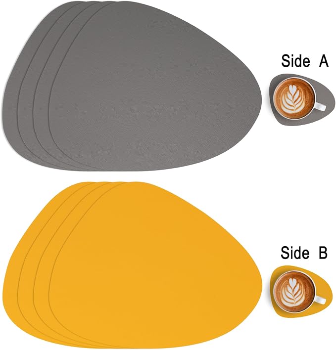Myir JUN Placemats, Dual-Sided Placemats Waterproof Faux Leather Placemats Set - Image 2