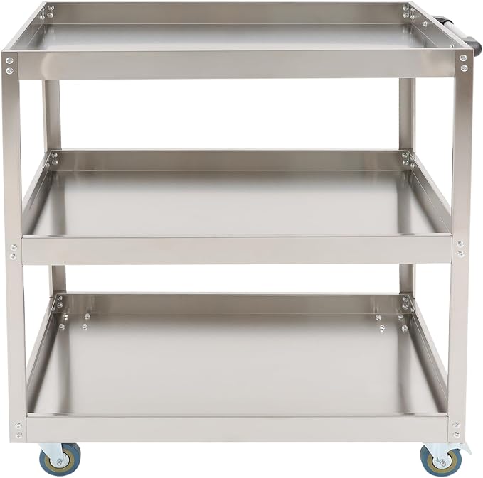 Stainless Steel Utility Cart, Heavy Duty 3-Tier Service Cart - Image 5