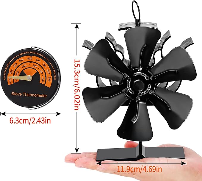 Wood Stove Fan Heat Powered, Newly Upgrade 6 Blade Wood Heater Fan, Comes - Image 7