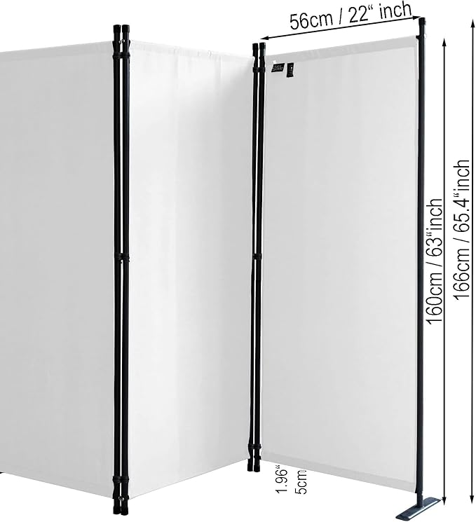 Room Divider 67" W x 65" H White | 3-Panel Folding Privacy Screen | Portable - Image 4