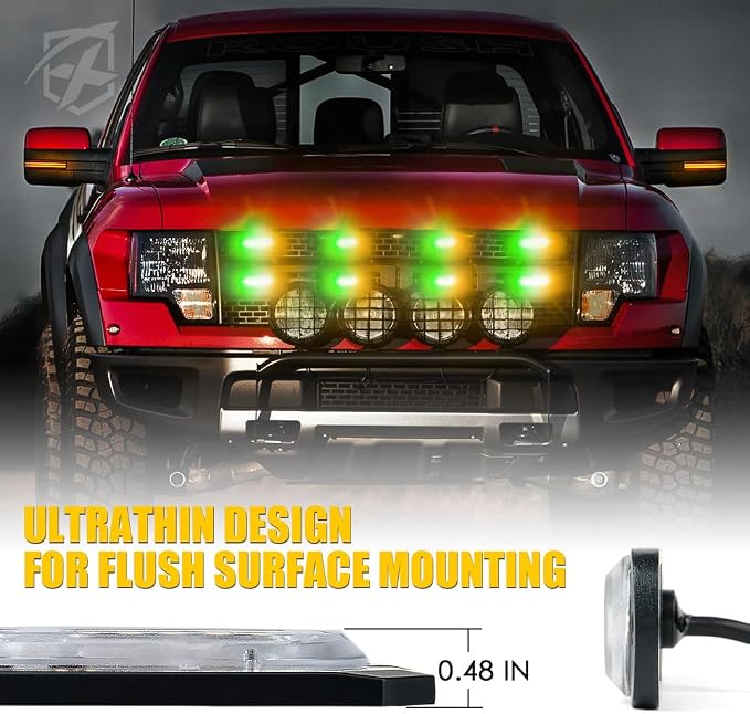 Xprite Amber Green LED Surface Mount Strobe Lights Kit, w/Control Panel - Image 3