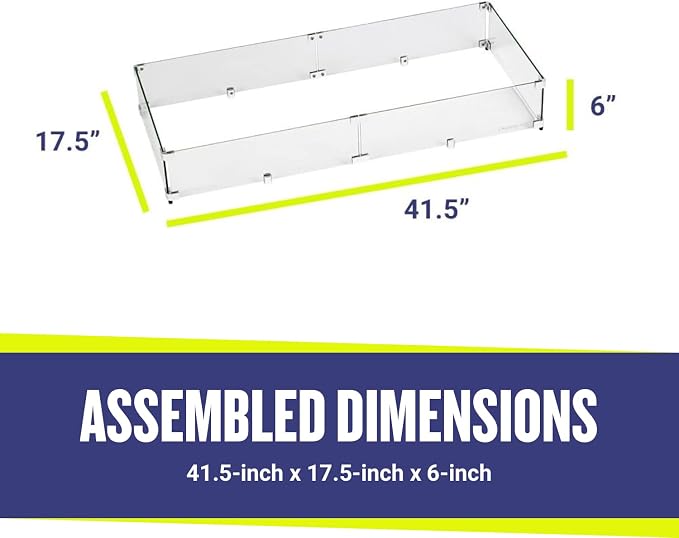 41.5" X 17.5" X 6” Rectangular Glass Flame Guard - Image 4