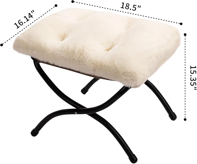 HollyHOME 15" Folding Footrest Stool, Upholstered Small Foldable Ottoman - Image 3
