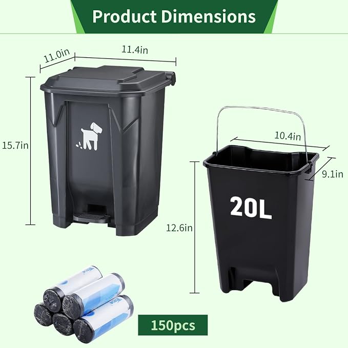 Pet Waste Container - 20L Outdoor Dog Poop Trash Bin - Image 5